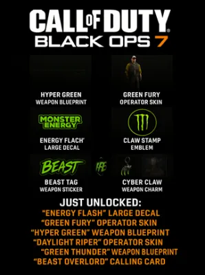 Call of Duty: Black Ops 7 Exclusive Monster Energy Full Set Pack (PC, PS5, PS4, Xbox Series X/S, Xbox One) - Call of Duty Official Key