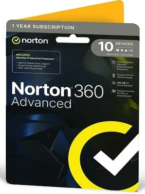 Norton 360 Advanced (PC, Android, Mac, iOS) - NortonLifeLock