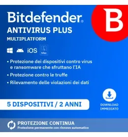 Bitdefender Antivirus Plus | 5 installazioni | PC | Windows