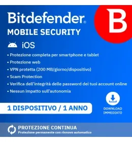 Bitdefender Mobile Security | licenza annuale | 1 installazione | adatto per Android