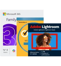 Bundle di sconti: Microsoft 365 Family | Adobe Lightroom | Norton Security Deluxe
