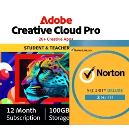 Adobe Creative Cloud Pro (alle app) edizione per studenti e insegnanti + Norton Security Deluxe gratuito | 100 GB Cloud