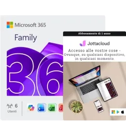Microsoft 365 Family | 6 utenti + Jottacloud Personal Unlimited | archiviazione cloud illimitata