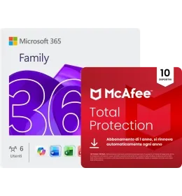 Microsoft 365 Family + McAfee Total Protection | Aggiornamenti inclusi