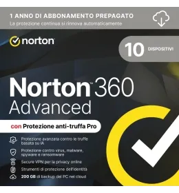 Norton 360 Advanced | Con 200 GB di backup nel cloud