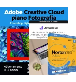Adobe Photography Plan + Norton 360 Deluxe gratuito + Jottacloud