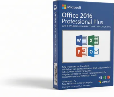 Microsoft Office 2016 Professional Plus - PC - Attivazione Online - Fattura Italiana