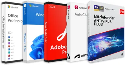 Pacchetto Platinum Windows 11, Office 2021, Bitdefender 2026, Autocad 2026, Adobe Acrobat Standard 2026