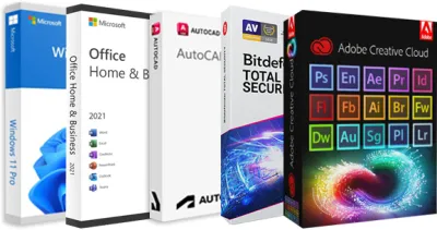 Pacchetto Premium Windows 11, Office 2021, Bitdefender, Autocad 2024, Adobe Pack 2022