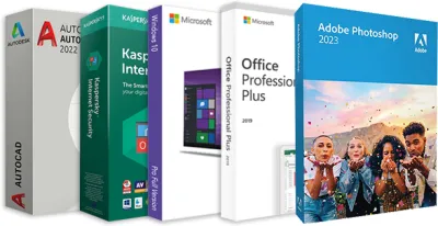 Pacchetto Gold Windows 10, Office 2019, Kaspersky 2023, Autocad 2022, Adobe Photoshop 2023