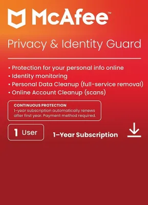 McAfee - Privacy & Identity Guard Online Protection + ID Monitoring + Cleanup for