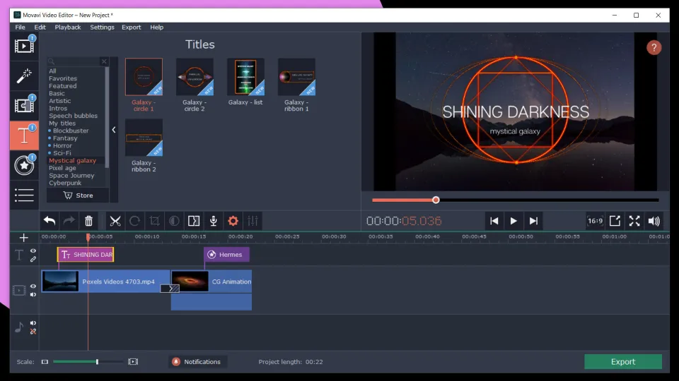 Movavi Video Editor Plus 2020 Effects - Mystical Galaxy Pack (PC, Mac)