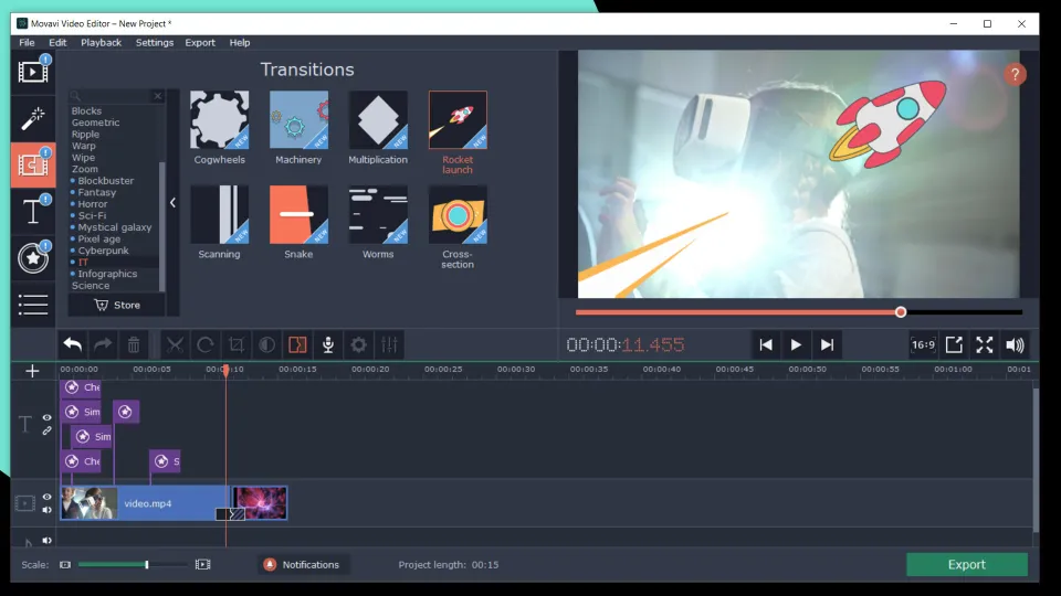 Movavi Video Editor Plus 2020 Effects - Technology Set (PC, Mac)